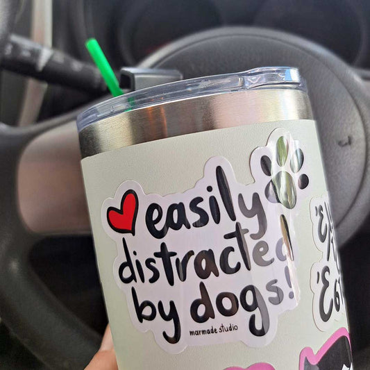 Easily distracted by dogs sticker